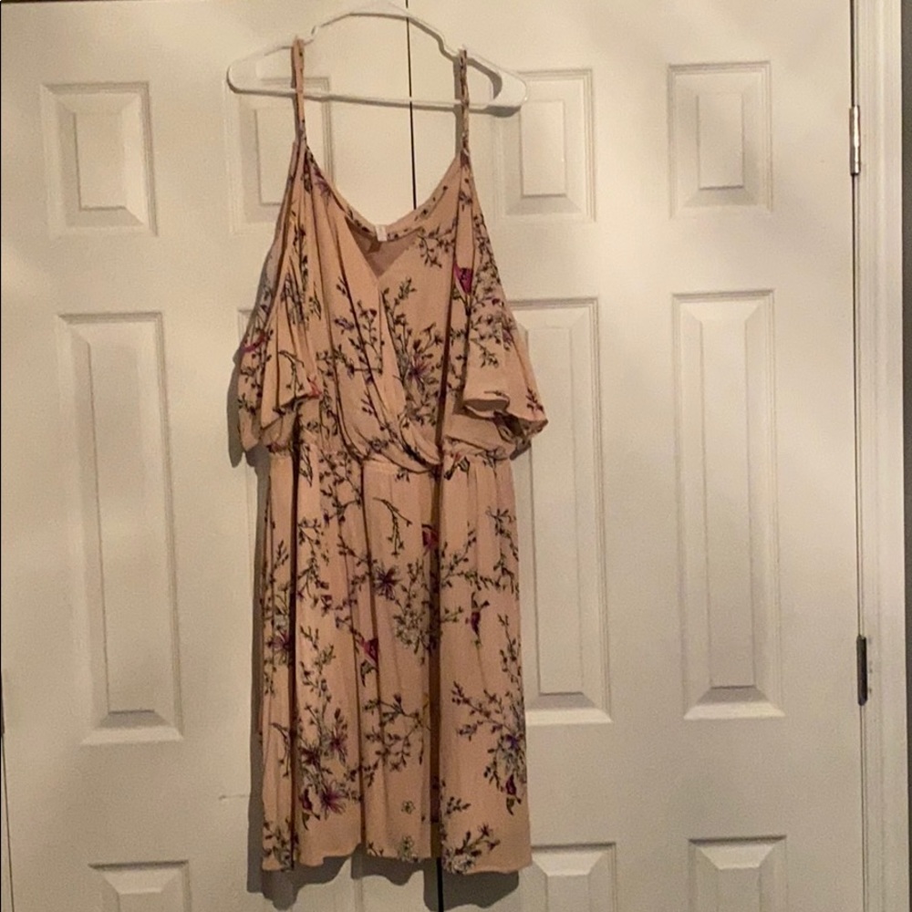 Xhilararion pink cold shoulder dress